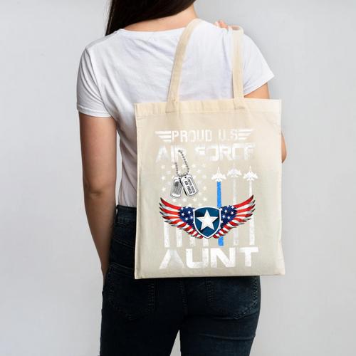 Proud US Air Force Aunt Flag Air Force Graduation Aunt Tee Canvas Tote Bag - Best Gift Smart