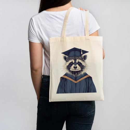 Raccoon Graduation Canvas Tote Bag - Best Gift Smart