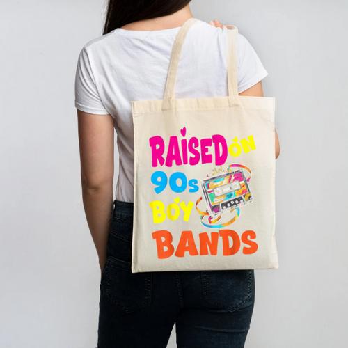 Raised On 90s Boy Bands Nostalgia Love Women Men Canvas Tote Bag - Figerry