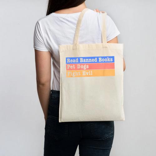 Read Banned Books Pet Dogs Fight Evil Canvas Tote Bag - Bookorys