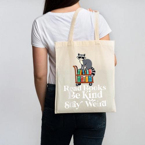 Read Book Be Kind Stay Weird Book Reader Lover Bookworm Canvas Tote Bag - Bookorys