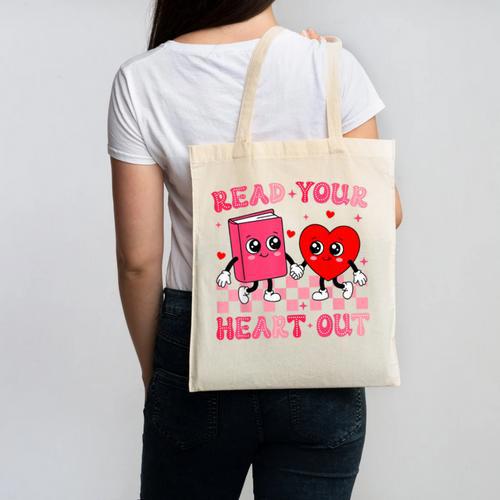 Read Your Heart Out Cute Reading Book Lover Canvas Tote Bag - Bookorys DE