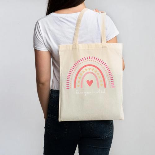Read Your Heart Out Rainbow Teacher Reading Books Lover Canvas Tote Bag - Bookorys DE