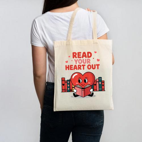 Read Your Heart Out Shirt Valentine Teacher Bookworm Lover Canvas Tote Bag - Bookorys CA