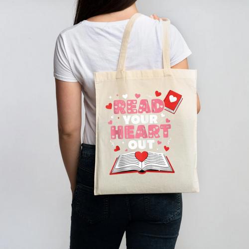 Read Your Heart Out Valentines Day Reading Book Kids Teacher Canvas Tote Bag - Bookorys DE