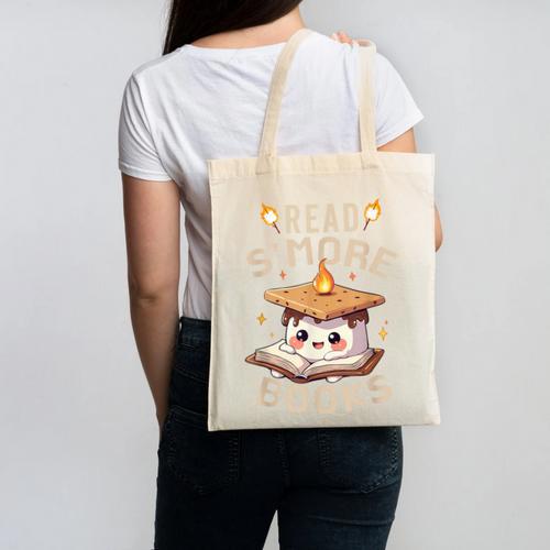 Read S'More Book Marshmallow Book Reading Lover Canvas Tote Bag - Bookorys