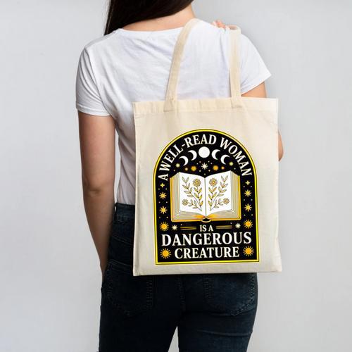 A Well Read Woman Is A Dangerous Creature For Book Lovers Canvas Tote Bag - Bookorys