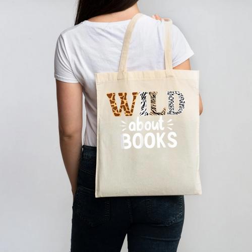 Reading Lover Wild About Books Reading Books And Bookworm Canvas Tote Bag - Bookorys