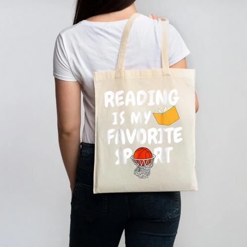Reading Is My Tee Favorite Sport Basketball World Book Day Canvas Tote Bag - Bookorys UK