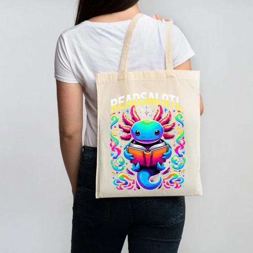Readsalotl Axolotl Book Lovers Axolotls Canvas Tote Bag - Bookorys