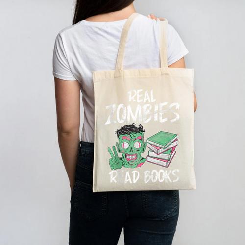 Real Zombies Read Books Zombie Canvas Tote Bag - Bookorys