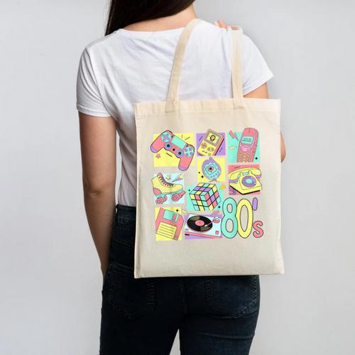 Retro 80s Nostalgia 1980s Throwback Party Costume Canvas Tote Bag - Figerry