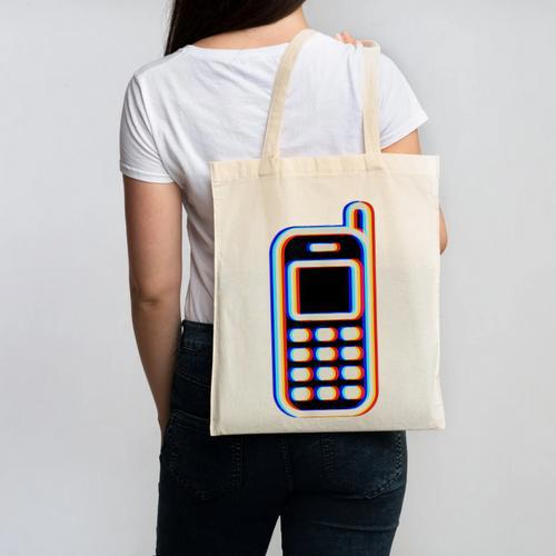 Retro Cell Vintage Mobile Phone 90s Nostalgia Vaporwave Fun Canvas Tote Bag - Figerry