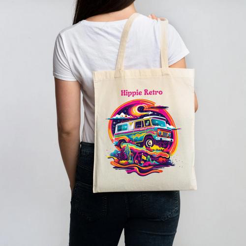 Retro Graphic Print With a Touch Of Nostalgia Canvas Tote Bag - Figerry