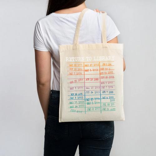 Return To Library Card Book Due Date Bookish Reading Canvas Tote Bag - Bookorys CA