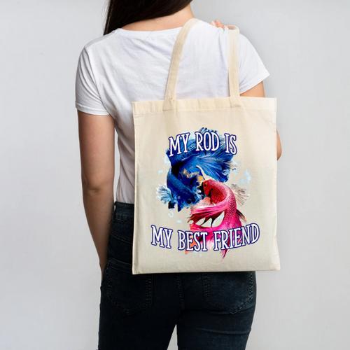 My Rod Is My Best Friend Introvert Fishing Antisocial Canvas Tote Bag - Raresse