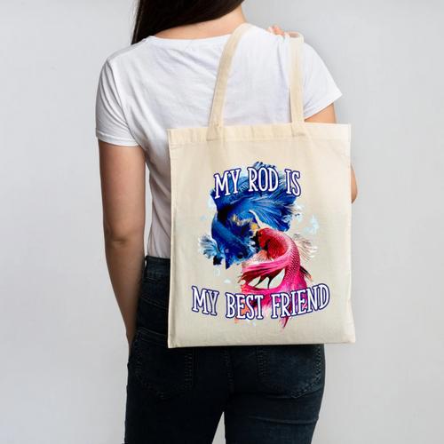 My Rod Is My Best Friend Introvert Fishing Antisocial Canvas Tote Bag - Raresse