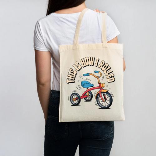 This How I Rolled Retro Tricycle 80s 90s Kid Nostalgia Canvas Tote Bag - Figerry
