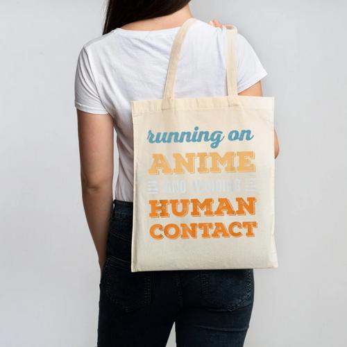 Running On Anime Social Introvert Humor Vintage Canvas Tote Bag - Raresse