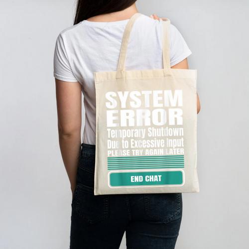 Sarcastic Apparel For Antisocial Introverts System Error Canvas Tote Bag - Raresse