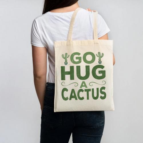 Sassy Saying Go Hug Cactus Introverts Sassy Quote No Hugs Canvas Tote Bag - Raresse