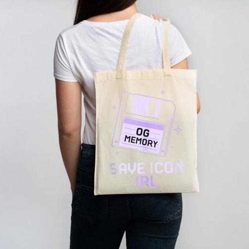 Save Icon IRL Retro Tech Humor Floppy Disk 90s Nostalgia Canvas Tote Bag - Figerry