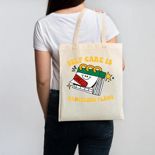 Self Care Is Canceling Plans Introvert Canvas Tote Bag - Raresse