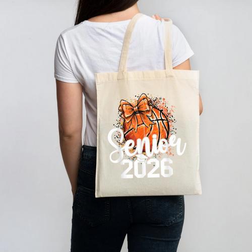 Senior Basketball Class Of 2026 Coquette Graduation Day Canvas Tote Bag - Best Gift Smart
