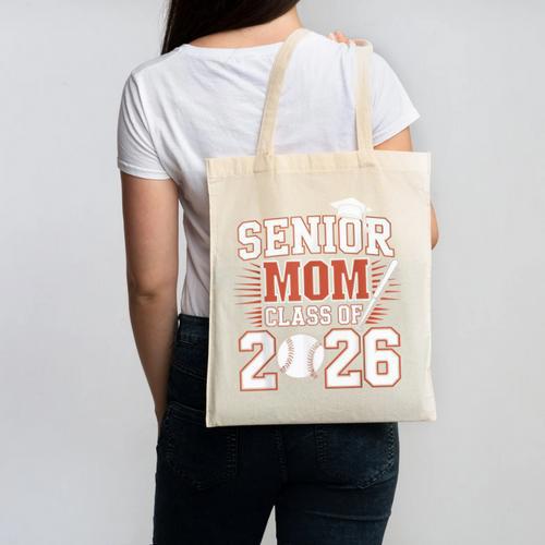 Senior Mom Class Of 2026 Graduate Baseball 2026 Graduation Canvas Tote Bag - Best Gift Smart