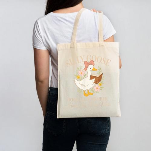 Silly Goose Book Club Member Reading Lover Canvas Tote Bag - Bookorys DE