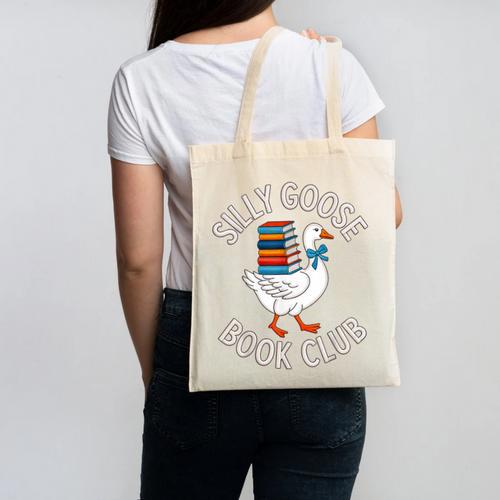 Silly Goose Book Club Reading Lover Canvas Tote Bag - Bookorys DE