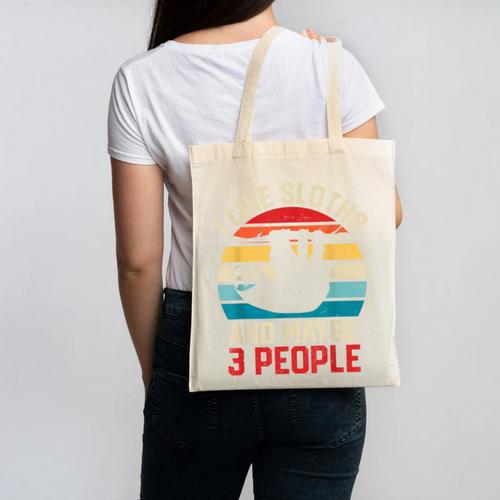 I Like Sloths And Maybe 3 People Sloth Introvert Vintage Canvas Tote Bag - Raresse