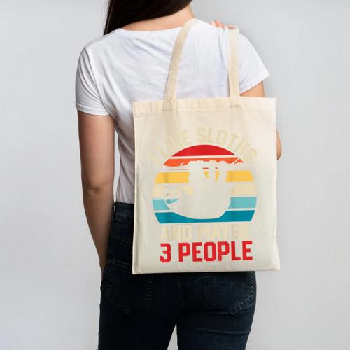 I Like Sloths And Maybe 3 People Sloth Lover Introvert Retro Canvas Tote Bag - Raresse