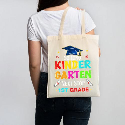 So Long Kindergarten Graduation 2025 Graduate 1st Grade Canvas Tote Bag - Best Gift Smart
