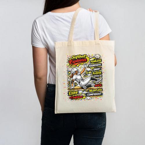 Softball Slider Pop Comic Book Art Best Traits Fast Elite Canvas Tote Bag - Bookorys