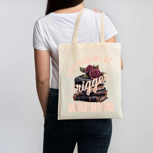 Spicy Books Merch Dark Romance You Had Me At Trigger Warning Canvas Tote Bag - Bookorys