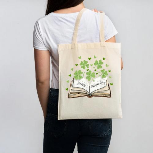 St Patricks Day Book Lover Librarian Reading Saint Pattys Canvas Tote Bag - Bookorys DE