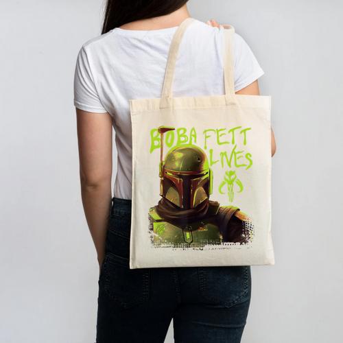 Star Wars The Book Of Boba Fett Neon Boba Fett Lives Poster Canvas Tote Bag - Bookorys