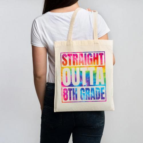 Straight Outta 8th Grade Great Graduation Eighth Grade Canvas Tote Bag - Best Gift Smart