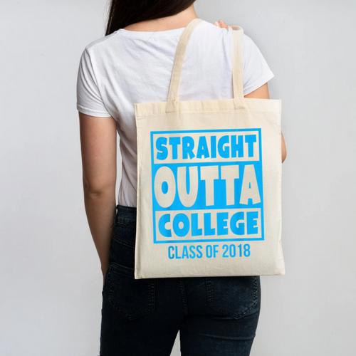Straight Outta College Class Of 2018 Graduation Shirt Canvas Tote Bag - Best Gift Smart