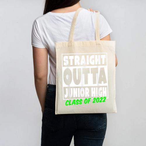 Straight Outta Junior High School Class Of 2022 Graduation Canvas Tote Bag - Best Gift Smart