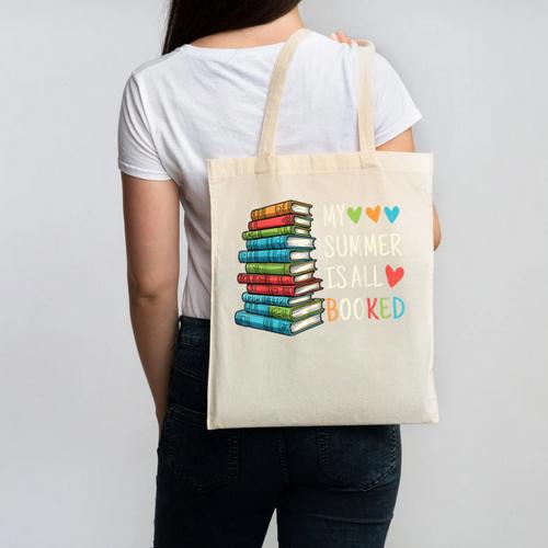 My Summer Is All Booked Book Reading Book Lover Canvas Tote Bag - Bookorys