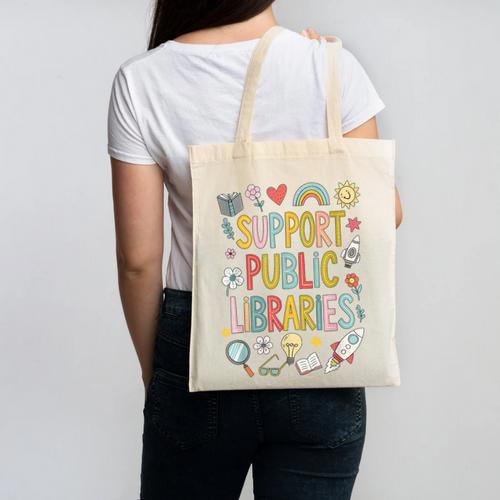 Support Public Libraries Reading Book Nerd Bookworm Literacy Canvas Tote Bag - Bookorys CA