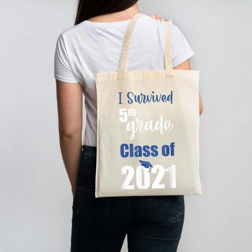 I Survived 5th Grade Class Of 2021 Quarantined Graduation 2 Canvas Tote Bag - Best Gift Smart