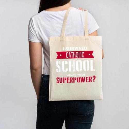 I Survived Catholic School Shirt Catholic Graduation Canvas Tote Bag - Best Gift Smart