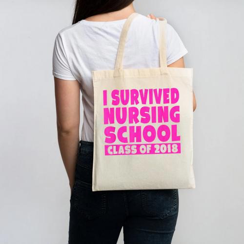 I Survived Nursing School Class Of 2018 Graduation Shirt Canvas Tote Bag - Best Gift Smart