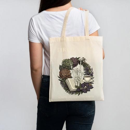 Tired Moms Book Club Dark Floral Coffee Skeleton Canvas Tote Bag - Bookorys