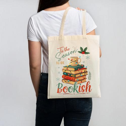Tis The Season To Be Bookish Christmas Seasons Book Readings Canvas Tote Bag - Bookorys