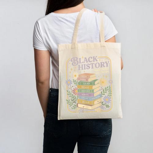 History Month Books Retro Black African Teacher Women Canvas Tote Bag - Bookorys