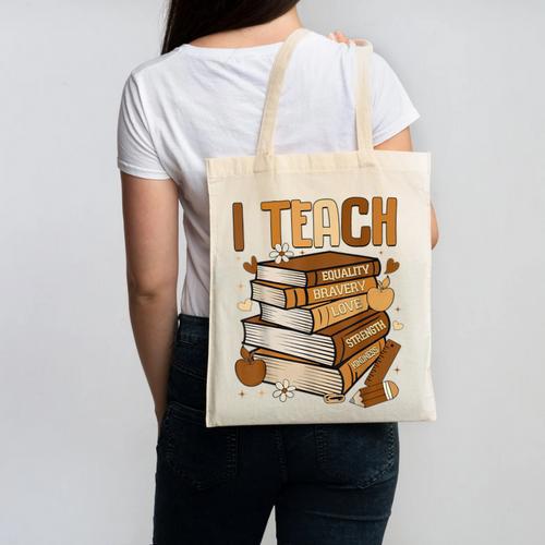 History Month I Teach Melanin Book Black Teacher Canvas Tote Bag - Bookorys